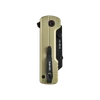 Oknife U1 Ultra folding pocket utility knife with a champagne gold aluminum handle and black pocket clip on a black background