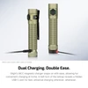 Olight Baton 4 Pro and Baton Ultra Flashlights in Olive Green with Dual Charging Capability for Versatile Use