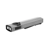 Olight Arkfeld Pro flat rechargeable EDC flashlight in sleek silver titanium with green laser, UV, and white LED light.