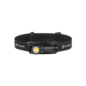 Olight Perun 3 Mini Headlamp Black Front View with Headband for Hands-Free Illumination and Outdoor Activities
