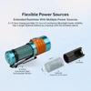Olight Baton Turbo flashlight with customized rechargeable battery, optional battery, and sleeve for flexible power.