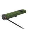 Olight Olive Green ArkPro Lite rechargeable flashlight and laser, side view with magnetic charging cable and textured grip.