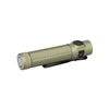 Olight Olive Green Baton Ultra flashlight with textured body and pocket clip, for everyday carry.