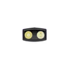 Olight Purple ArkPro Flat Flashlight Close Up Front Lens View with Dual LED Beams for Every Day Carry and Inspection