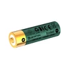 Olight ECOLAS AA 2100mAh 1.5V Li-ion battery, green with golden terminals and white background