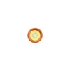 Round bright LED light bulb with orange trim on white background
