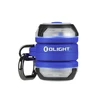Olight Blue Gober 2 multi-directional safety light front view with carabiner for outdoor visibility.