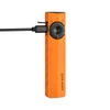 Olight Orange ArkPro portable work light charging via USB-C, with control dial for UV and inspection.