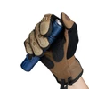 Olight Blue Warrior Ultra Tactical Flashlight Held in Gloved Hand Showing Tail Switch for EDC and Outdoor Defense