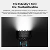 Olight Marauder 3 tactical flashlight showing capacitive touch sensing and rotary unlock dial with bright beam