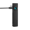 Olight Black ArkPro Lite portable work light side view, charging, with blue button and UV light for versatile tasks.