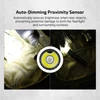Olight Warrior Ultra Flashlight Auto Dimming Proximity Sensor Lens Close Up Preventing Overheating in Backpacks