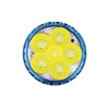 Powerful blue multi-LED flashlight head with seven bright yellow LEDs.