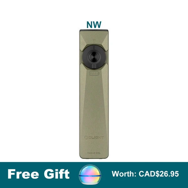 Olight Green Arkfeld Ultra Flashlight NW Front View with Integrated Laser Pointer for Everyday Carry