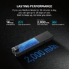 Olight Black ArkPro flashlight, angled view, emphasizing its 2000 mAh battery for lasting performance.