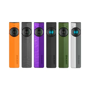 Olight Black ArkPro Flat EDC Flashlight Front View with Blue Center Selector Dial for Daily Carry and Inspection