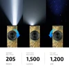 Olight Camo ArkPro Flashlight showcasing spotlight, 1500-lumen floodlight, and UV light modes with rotary switch control