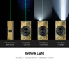 Olight Gold ArkPro Multi Use EDC Flashlight showcasing Green Beam UV Light Flood and Spotlight modes for outdoor navigation