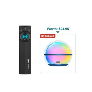 Olight ArkPro Lite Black flashlight and colorful lamp gift set, front view, perfect for everyday carry and decorative lighting.