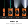 Olight Orange Oclip 2 Pro Clip Light showing Green Beam, UV, Pure Flood and Spotlight modes for versatile outdoor illumination