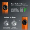 Olight Orange Oclip 2 Pro Clip-on Light showing color-coded battery indicators and lockout safety feature guide