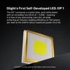 Olight EIP 1 self-developed LED chip with gold border and yellow center, showcasing high efficiency flashlight technology.