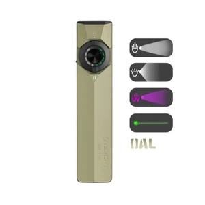 Olight Tan ArkPro Lite multi-mode flashlight front view with control dial, featuring spot, flood, and UV light for EDC inspection.