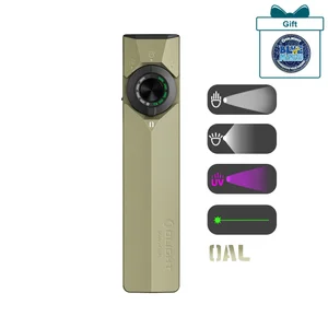 Olight Tan ArkPro Lite multi-mode flashlight front view with control dial, featuring spot, flood, and UV light for EDC inspection.