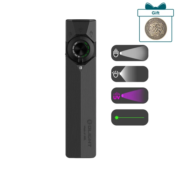 Olight Black ArkPro Top View with Control Dial and Textured Body for Everyday Carry and Illumination