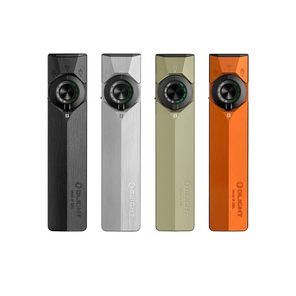 Olight ArkPro EDC Flashlights in Black Silver Green Orange with Laser UV and LED Light Modes for Everyday Carry