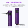 Olight Purple ArkPro Flat Flashlight showing Dual Charging Options with USB-C and Magnetic MCC Cable for Versatile Power