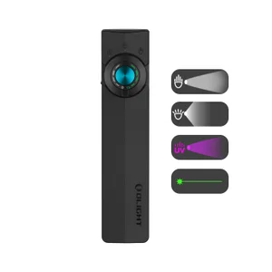 Olight Black ArkPro EDC Flashlight Front View with Rotary Dial and UV Light for Everyday Carry