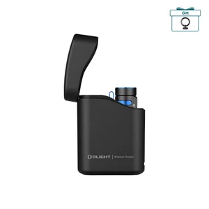 Olight Black Baton 4 Premium in Open Wireless Charger Case, Charging with USB-C for Everyday Carry