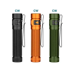 Olight Black Baton Ultra Flashlight with side switch and pocket clip for everyday carry and outdoor adventures