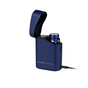 Olight Blue Baton 4 Premium Charger Case with Baton 4 Flashlight, for EDC and everyday use