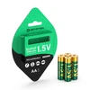 Ecolast 1.5V 3150mWh rechargeable lithium-ion AA batteries (4-pack) with green packaging