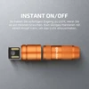Olight flashlight with magnetic quick connect, instant on/off feature, and textured grip for easy use.