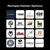 Multiple holster options, featuring brands like Alien Gear, Blade-Tech, Bucks, Close Quarters Carry, CBH, Insane Kydex, Just Holster It, McKinatec, RHT, Righteous Response, Rounded, Slim Fit, Stay Frosty, The Holster Mill, and Werkz.