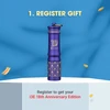 Purple Olight i3E 18th Anniversary Edition flashlight with '18' logo, a register gift.