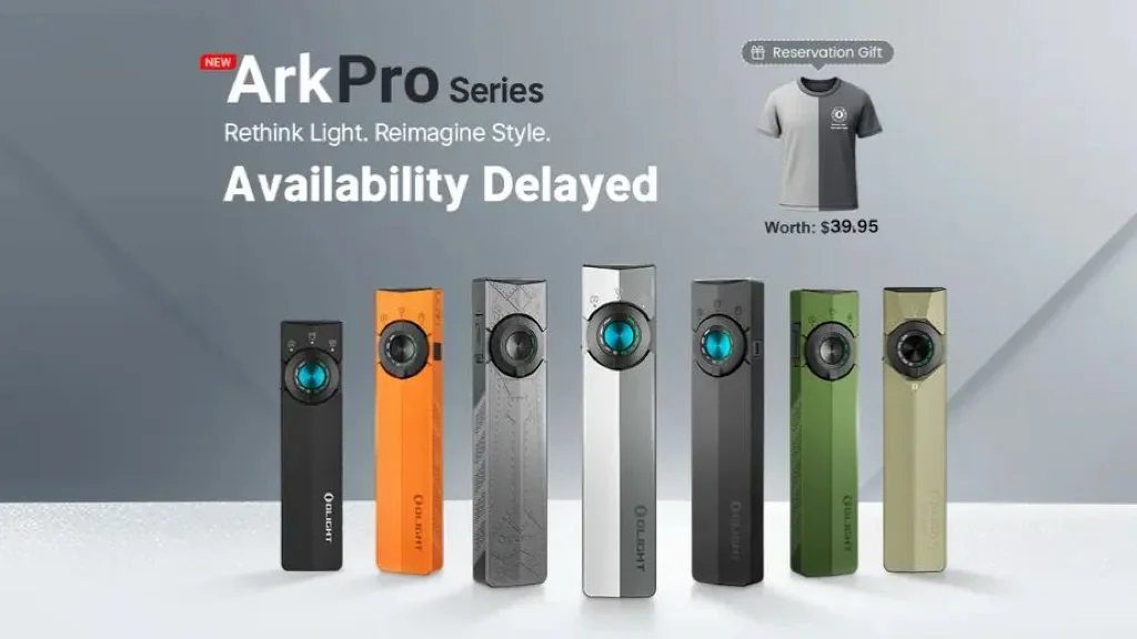 New Olight ArkPro Series lights in various colors. Availability delayed. Reservation gift T-shirt.