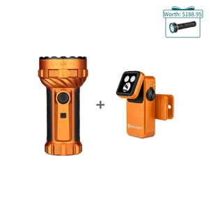 Olight Orange Marauder Mini and Oclip 2 Pro Flashlight Combo Set with Clip-on Light and Gift Pack for Outdoor Exploration