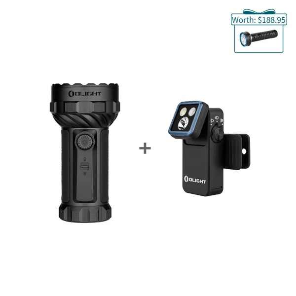 Olight Black Oclip 2 Pro Clip-on Light and Powerful Flashlight Bundle for Hands-free Outdoor and Everyday Carry Use