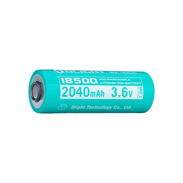 Olight 18500 rechargeable Li-ion battery, 2040mAh 3.6V 7.3Wh, model DRB-185020