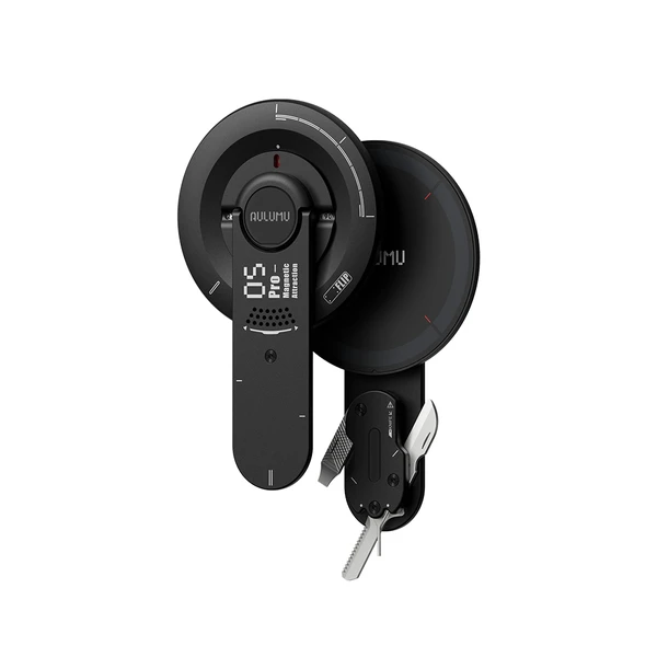 Aulumu M05 Pro magnetic phone stand and integrated multi-tool with knife, screwdriver, and bottle opener.
