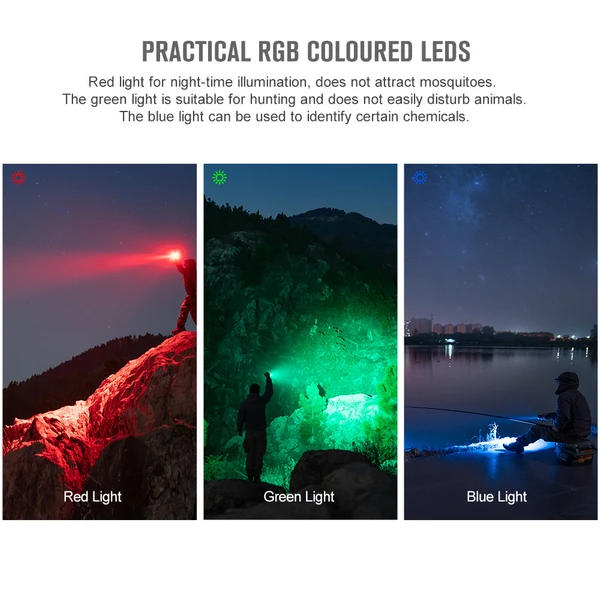 Marauder Mini Powerful LED Flashlight 7000 Lumens RGB Dual Beam