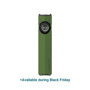 Olight green flat EDC flashlight with a central selector dial, available during Black Friday sale on white background