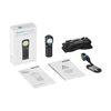 Olight Perun 3 Mini black versatile dual light source right-angle flashlight kit with headband and charging cable.