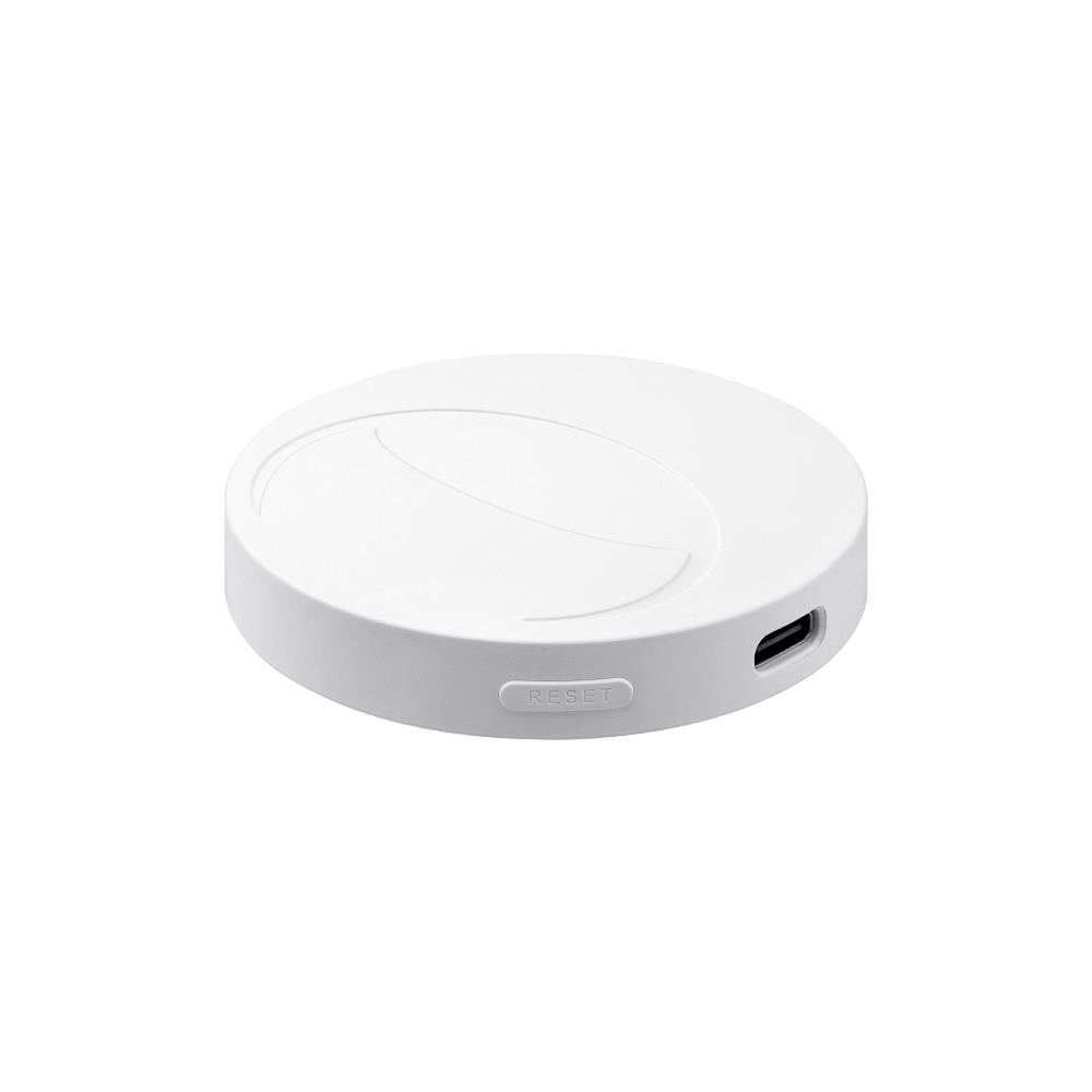 Olight White Gober 2 Safety Light Charging Base with USB-C Port and Reset Button on Plain Background