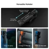Olight black Oclip Pro holster for Seeker 4 Pro flashlight with quick release and lock feature for easy carry and charging in car or wall.