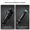 Olight Black Seeker 4 Pro flashlight with USB-C and magnetic charging for versatile power options